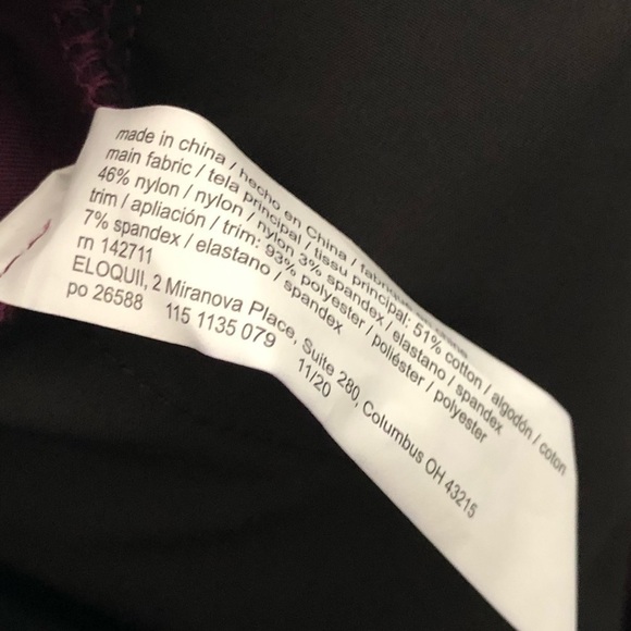Eloquii Burgundy Purple Pixie Plus Pants 20 R - Picture 7 of 8